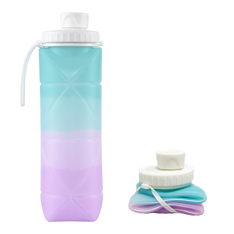 Blue - purple Portable Silicone Collapsible Water Bottle - Foldable Sports Cup for Cycling and Outdoor Fitness - Factory Direct Shop