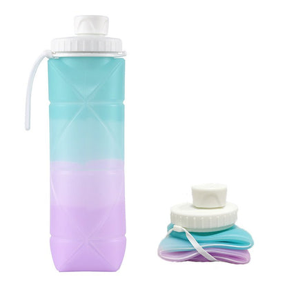 Blue - purple Portable Silicone Collapsible Water Bottle - Foldable Sports Cup for Cycling and Outdoor Fitness - Factory Direct Shop