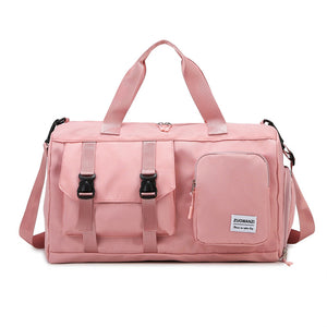 Pink Holographic Gym Duffel Bag - Dry Wet Separation - Large Capacity