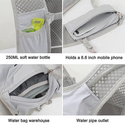 Grey Cycling Running Hiking Backpack - Breathable Hydration Pack with Vest Design for Biking, Marathon & Outdoor Sports