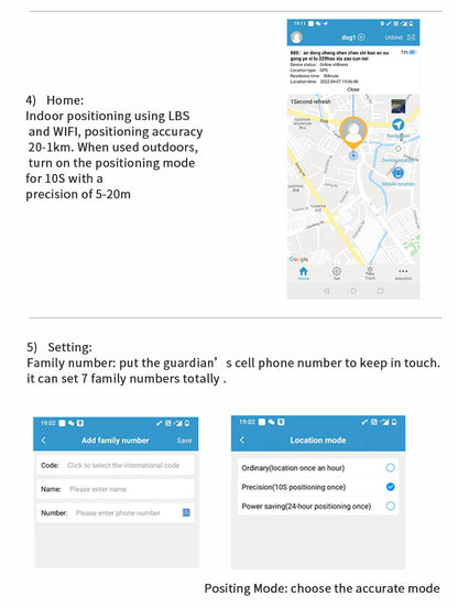 Pink Real-Time Pet GPS Tracker Locator - Magnetic Charging, Multi-Mode Positioning for Dogs & Cats
