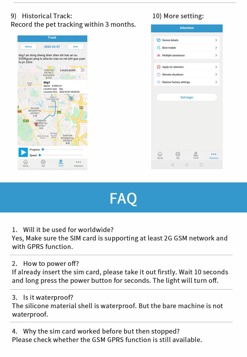 Green Real-Time Pet GPS Tracker Locator - Magnetic Charging, Multi-Mode Positioning for Dogs & Cats