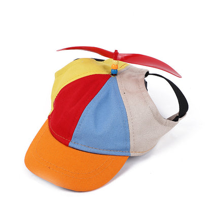 M Orange Pet Baseball Cap with Spinning Propeller - Colorful Fun Design - See Details for Sizing