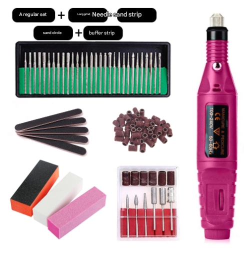 Long Grinding Needles (7-in-1) Electric Nail Drill Kit - USB Manicure Pedicure Polishing & Shaping Tool Set