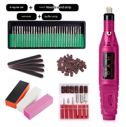 Long Grinding Needles (7-in-1) Electric Nail Drill Kit - USB Manicure Pedicure Polishing & Shaping Tool Set