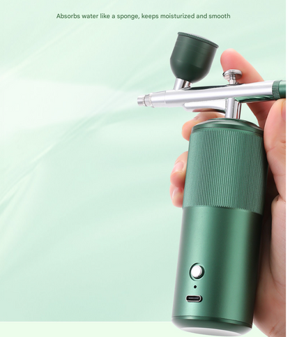 Green Portable Oxygen Infusion Airbrush - Facial Mist Sprayer for Hydration & Skincare