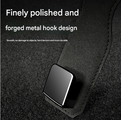 Black Premium PU Leather Car Headrest Hooks (Set of 4) - Stylish Seat Back Organizer Hangers