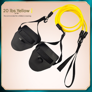Yellow Flippers [Training Stroke] [20lbs] Swim Resistance Band Trainer - Dry-Land Arm Strength & Stroke Exercise Cords