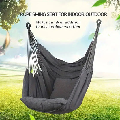 Colorful Striped Hammock Chair with Ropes and Storage Bag - Gery