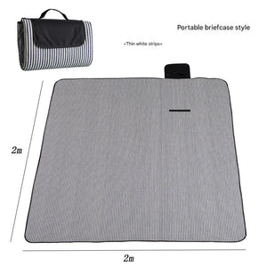 Waterproof Foldable Picnic Blanket with Handle - 2x2m Thin white strip