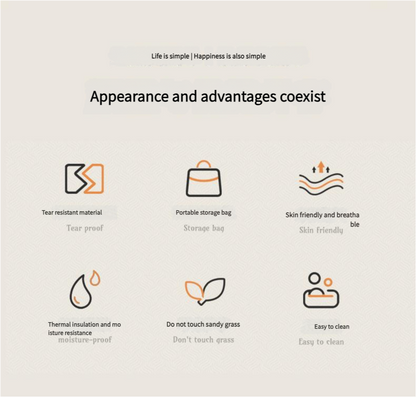 Waterproof Foldable Picnic Blanket with Handle - 2x2m Thin white strip