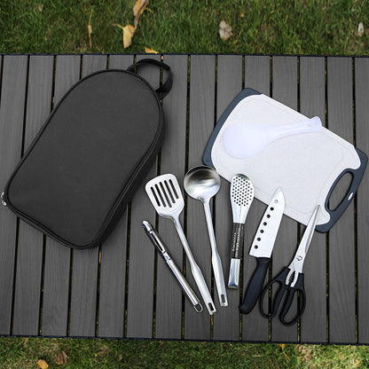 Portable Kitchen Utensil Storage Bag - Lightweight Organizer for Camping and Outdoor Cooking, Black