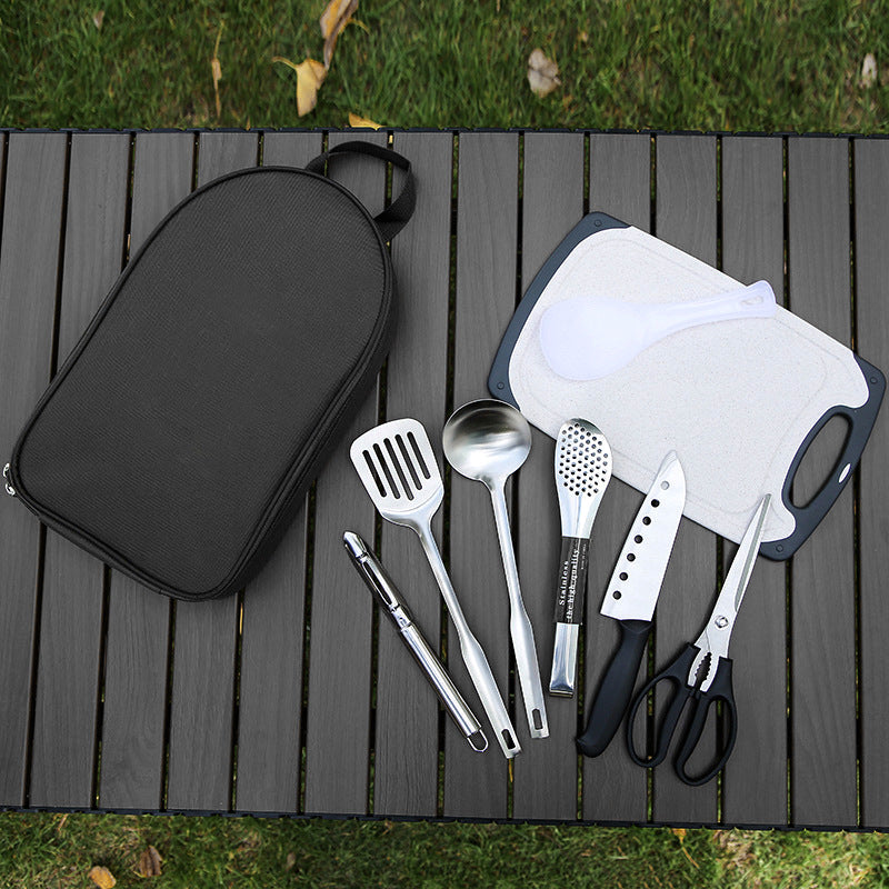 Portable Kitchen Utensil Storage Bag - Lightweight Organizer for Camping and Outdoor Cooking, Khaki