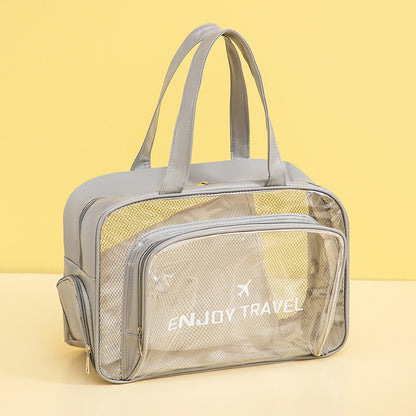 Waterproof beach bag with wet and dry separation, gym and swim storage bag, toiletries and cosmetic bag for swimsuits and goggles (Gray has shoe compartment)
