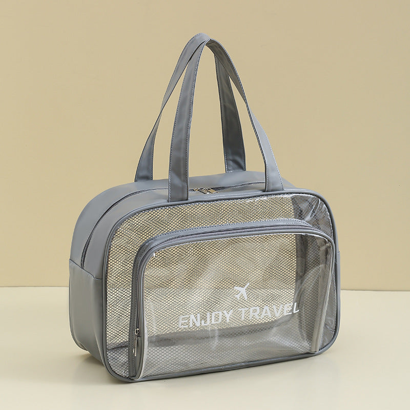 Waterproof beach bag with wet and dry separation, gym and swim storage bag, toiletries and cosmetic bag for swimsuits and goggles (Gray has no shoe compartment)