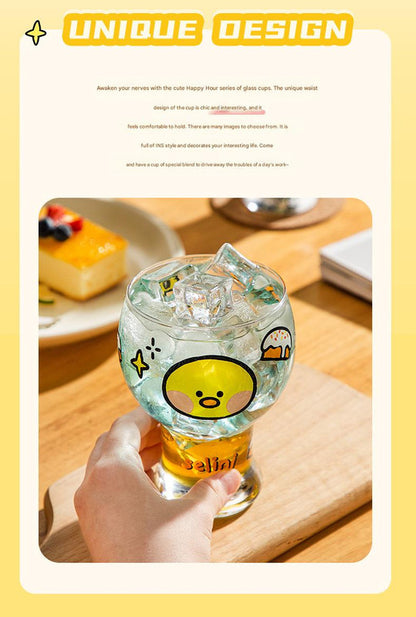 Mini Cartoon Glass Tumbler 400ml,Cute Beer and Juice Cup for Cold Drinks(Brown bear) - Factory Direct Shop