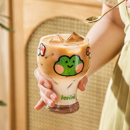 Mini Cartoon Glass Tumbler 400ml,Cute Beer and Juice Cup for Cold Drinks(Brown bear) - Factory Direct Shop