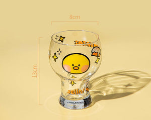 Mini Cartoon Glass Tumbler 400ml,Cute Beer and Juice Cup for Cold Drinks(Yellow duck) - Factory Direct Shop