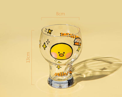 Mini Cartoon Glass Tumbler 400ml,Cute Beer and Juice Cup for Cold Drinks(Yellow duck) - Factory Direct Shop