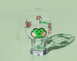 Mini Cartoon Glass Tumbler 400ml,Cute Beer and Juice Cup for Cold Drinks(Green frog) - Factory Direct Shop