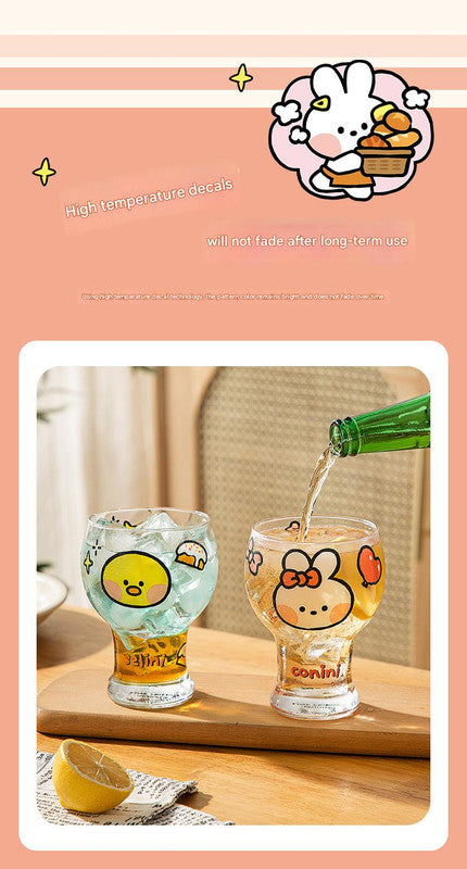 Mini Cartoon Glass Tumbler 400ml,Cute Beer and Juice Cup for Cold Drinks(Green frog) - Factory Direct Shop