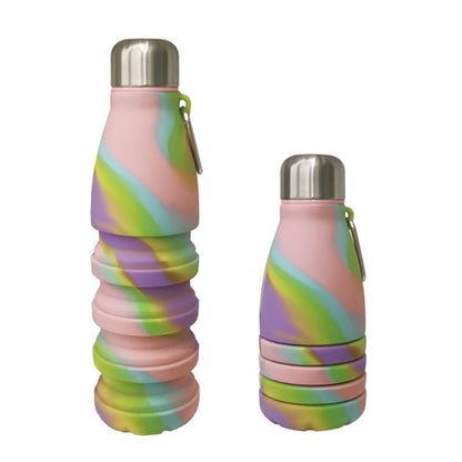 Camouflage pink Collapsible Silicone Water Bottle - Portable Sports Hydration Flask with Carabiner, 550ml/300ml - Factory Direct Shop