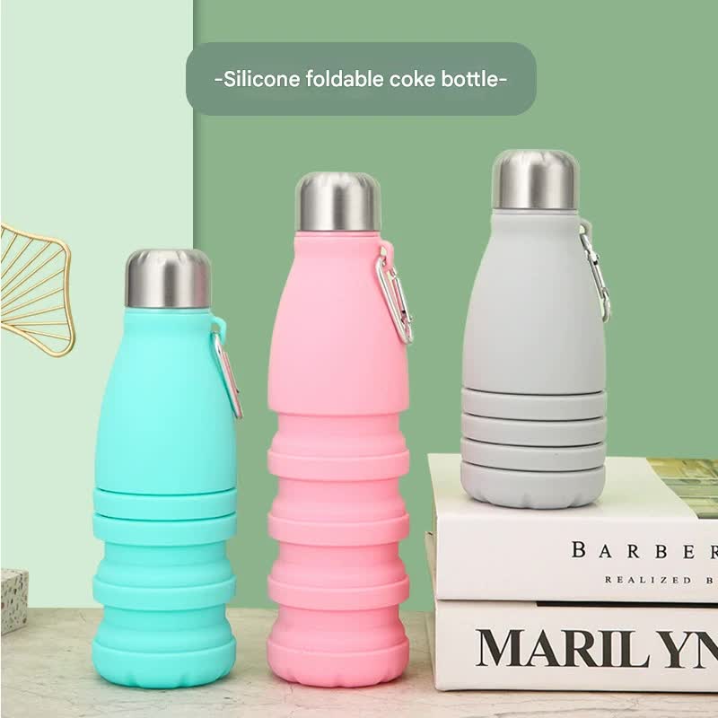 Black Collapsible Silicone Water Bottle - Portable Sports Hydration Flask with Carabiner, 550ml/300ml - Factory Direct Shop