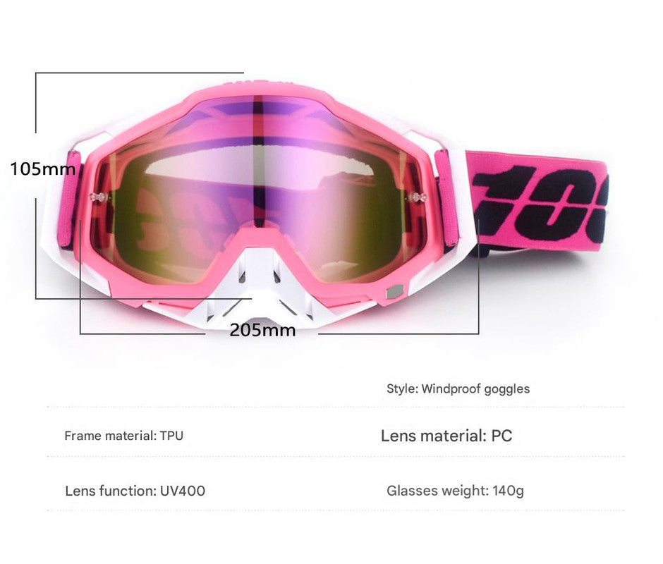 Pure black Motorcycle Goggles - UV-Protective Anti-Dust Riding Glasses for Outdoor Sports(silver lenses)
