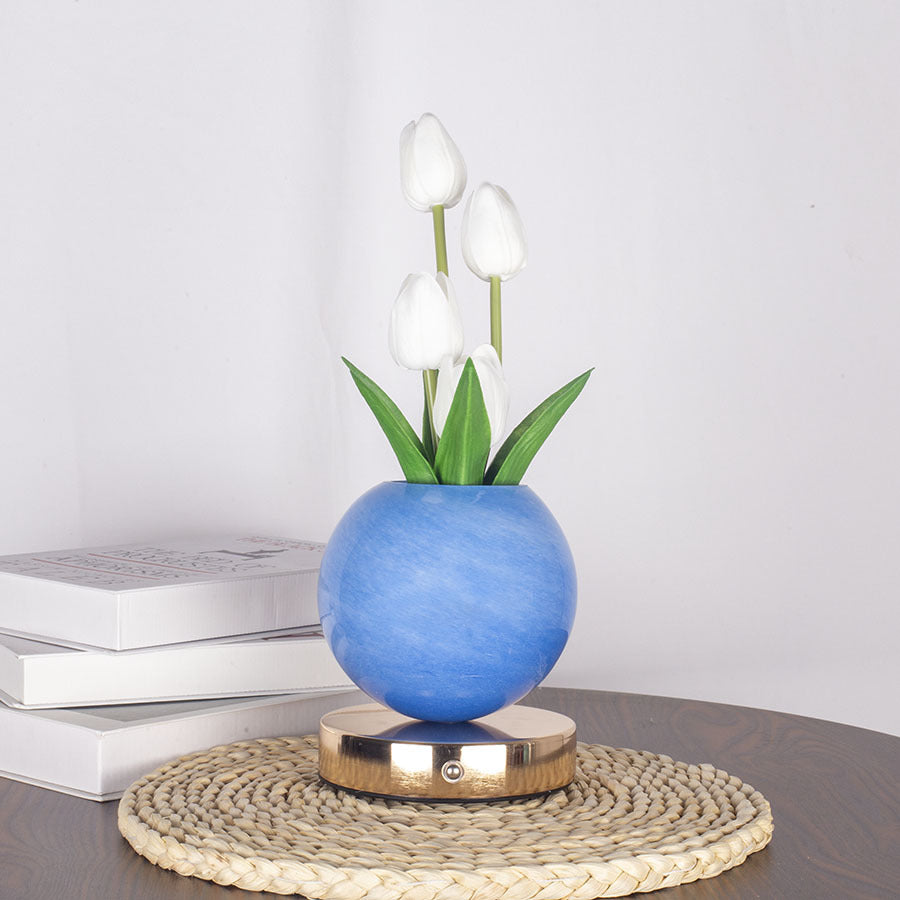 White Tulip Night Light - Floral Table Lamp for Bedroom Ambiance