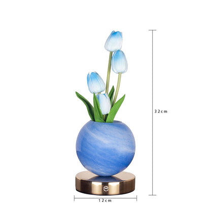 Orange Tulip Night Light - Floral Table Lamp for Bedroom Ambiance