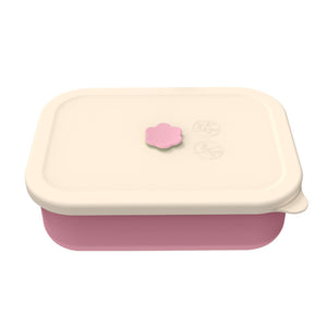 Pink Microwave-Safe Silicone Lunch Box with 4 Compartments - Airtight Bento Box for Work and Travel