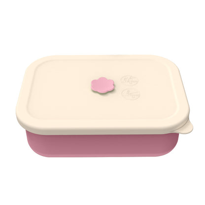 Pink Microwave-Safe Silicone Lunch Box with 4 Compartments - Airtight Bento Box for Work and Travel