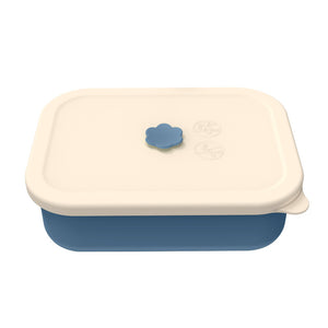 Dark blue Microwave-Safe Silicone Lunch Box with 4 Compartments - Airtight Bento Box for Work and Travel