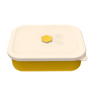 Yellow Microwave-Safe Silicone Lunch Box with 4 Compartments - Airtight Bento Box for Work and Travel