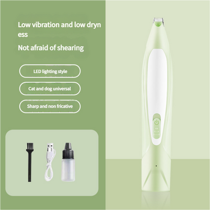 Electric Pet Hair Clipper with Type - C Charging, LED Light, and Grooming Accessories(green) - Factory Direct Shop