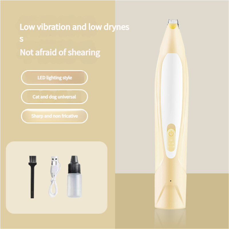 Electric Pet Hair Clipper with Type - C Charging, LED Light, and Grooming Accessories(yellow) - Factory Direct Shop
