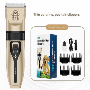 Professional Pet Grooming Hair Clipper Kit - Rechargeable, Low Noise, with Ceramic Blades & 5 - Speed Adjustment(gold) - Factory Direct Shop