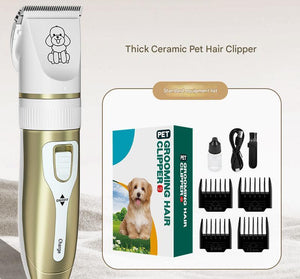 Professional Pet Grooming Hair Clipper Kit - Rechargeable, Low Noise, with Ceramic Blades & 5 - Speed Adjustment(Platinum) - Factory Direct Shop