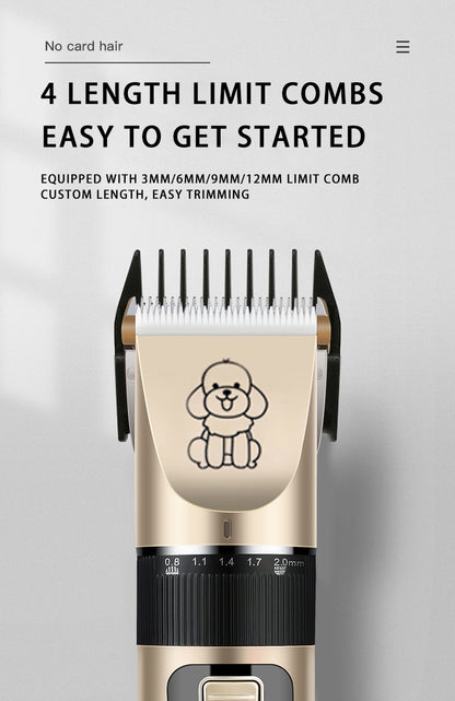 Professional Pet Grooming Hair Clipper Kit - Rechargeable, Low Noise, with Ceramic Blades & 5 - Speed Adjustment(Platinum) - Factory Direct Shop