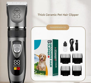 Professional Pet Grooming Hair Clipper Kit - Rechargeable, Low Noise, with Ceramic Blades & 5 - Speed Adjustment(Gray) - Factory Direct Shop