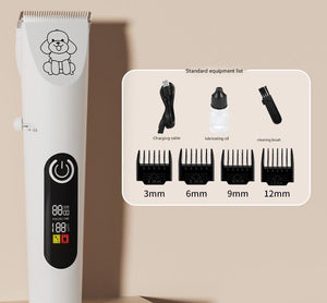 Professional Pet Grooming Hair Clipper Kit - Rechargeable, Low Noise, with Ceramic Blades & 5 - Speed Adjustment(White) - Factory Direct Shop