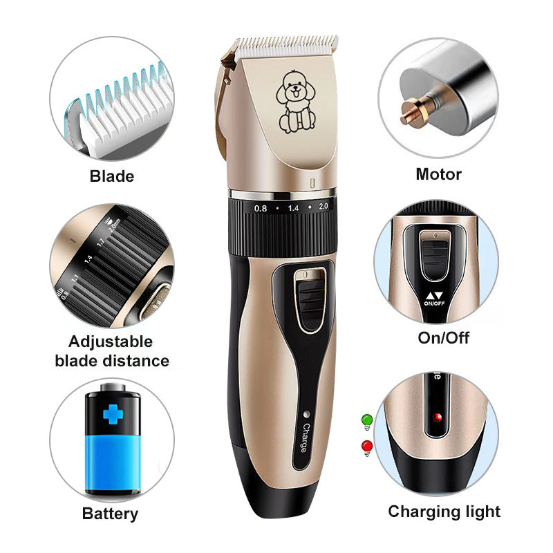Professional Pet Grooming Hair Clipper Kit - Rechargeable, Low Noise, with Ceramic Blades & 5 - Speed Adjustment(White) - Factory Direct Shop