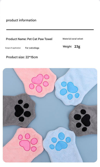 Adorable Pet Paw Grooming & Drying Mitt - Super Absorbent Fleece Material(pink) - Factory Direct Shop