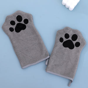 Adorable Pet Paw Grooming & Drying Mitt - Super Absorbent Fleece Material(Gray) - Factory Direct Shop