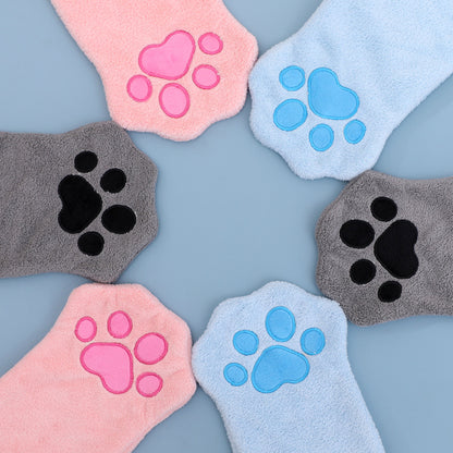 Adorable Pet Paw Grooming & Drying Mitt - Super Absorbent Fleece Material(Gray) - Factory Direct Shop