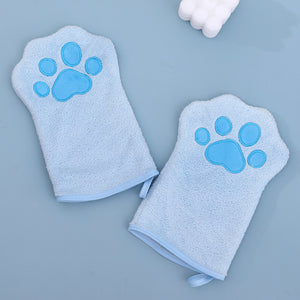Adorable Pet Paw Grooming & Drying Mitt - Super Absorbent Fleece Material(Blue) - Factory Direct Shop