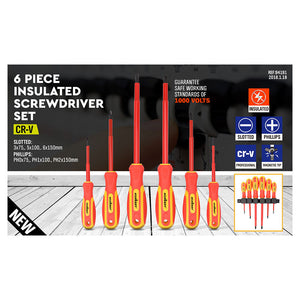 6-piece insulated screwdriver set with packaging on a white background