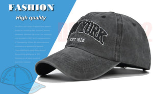 Vintage New York Est. 1625" Washed Cotton Baseball Cap - Adjustable & Unisex(black)"