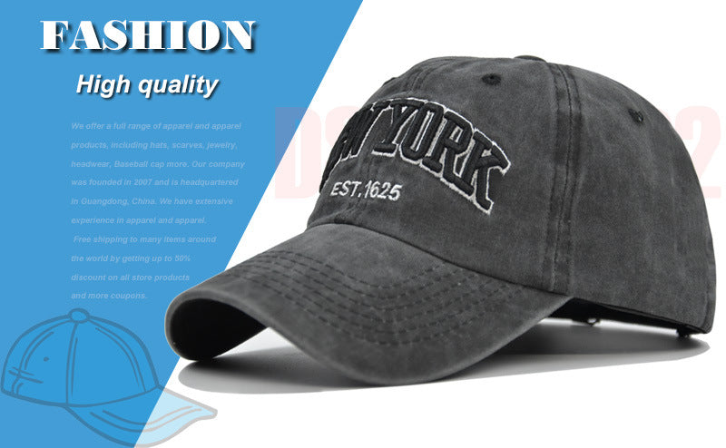 Vintage New York Est. 1625" Washed Cotton Baseball Cap - Adjustable & Unisex(black)"