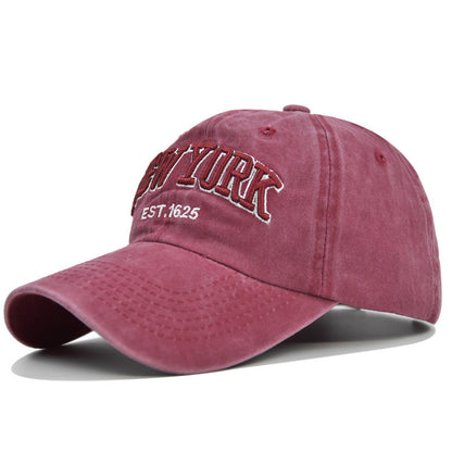 Vintage New York Est. 1625" Washed Cotton Baseball Cap - Adjustable & Unisex(Wine red)"